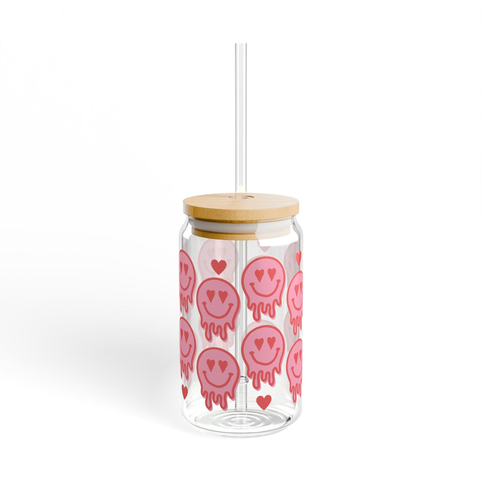 Love Melt Valentine Tumbler Sipper Glass 16oz — Reusable Drink Jar with Lid & Straw - Sydney So Sweet