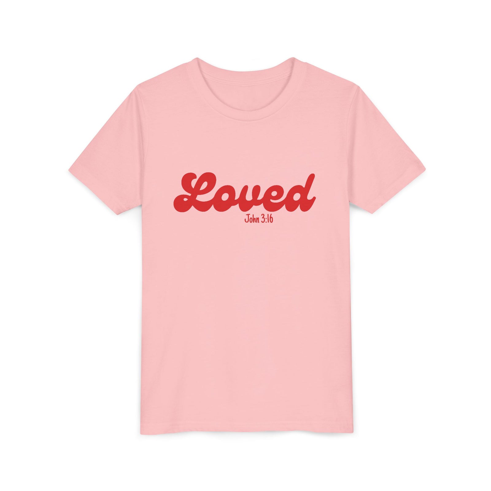 Loved John 3:16 Kids Tee Christian Script Youth T-Shirt