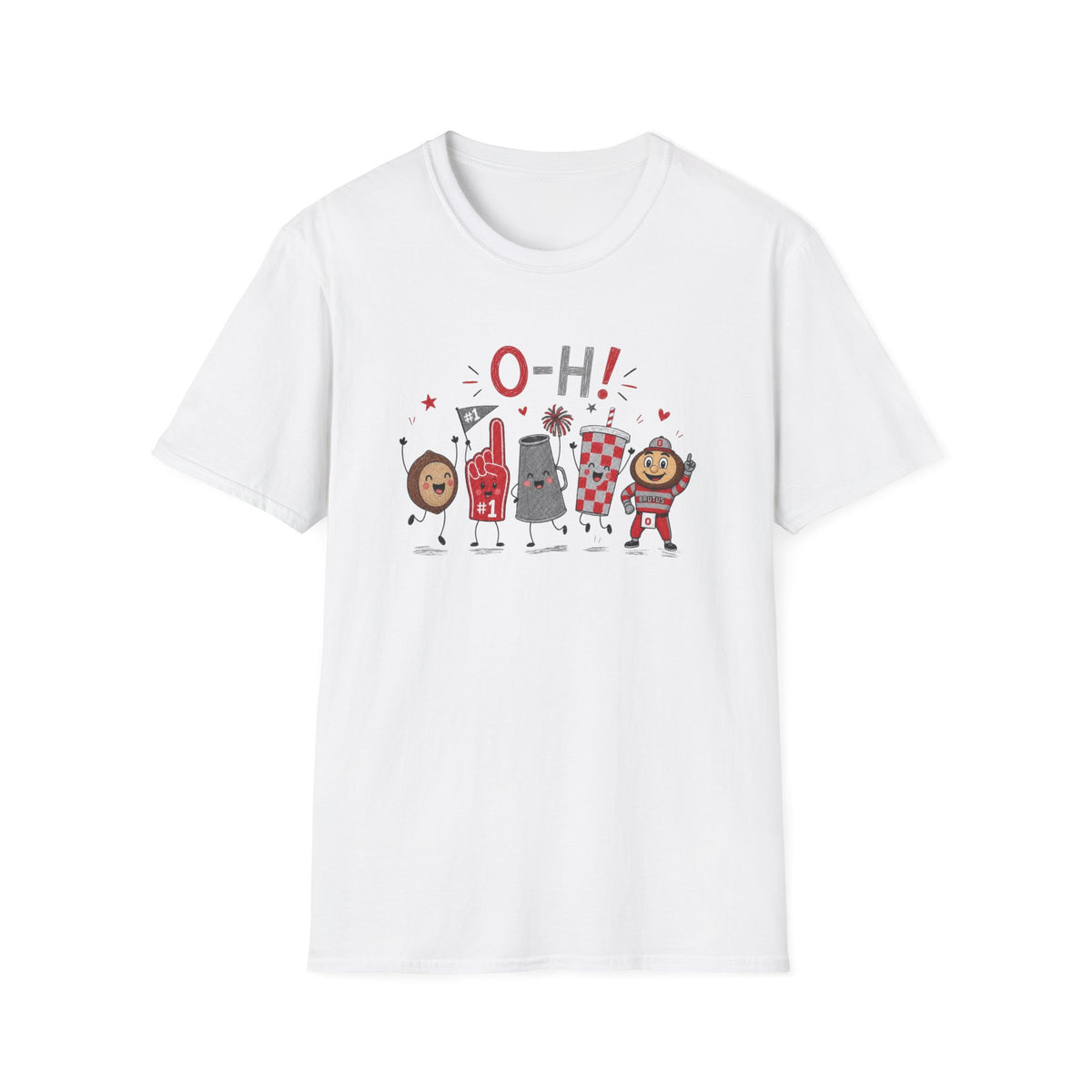 Ohio Doodle Football Mascot Tee Cute Tailgate Cartoon State Game T-Shirt