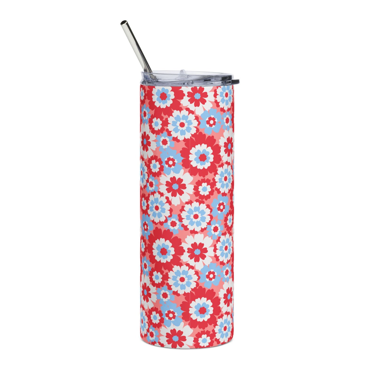 Floral Freedom Red White & Blue 20oz Tumbler Stainless Steel Insulated Travel Cup