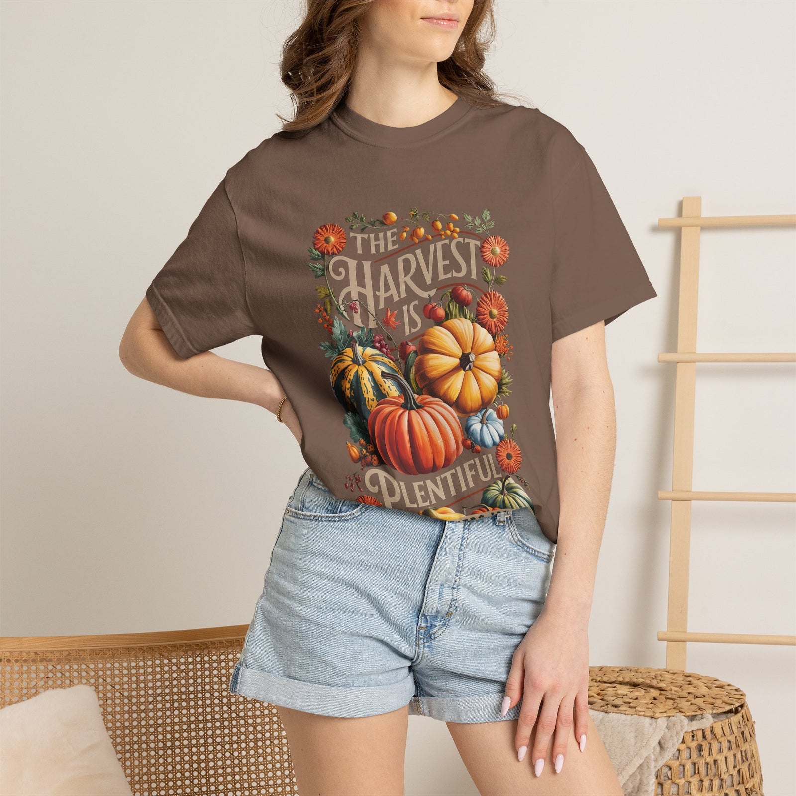 The Harvest is Plentiful T-Shirt Fall Pumpkin Harvest Christian Tee
