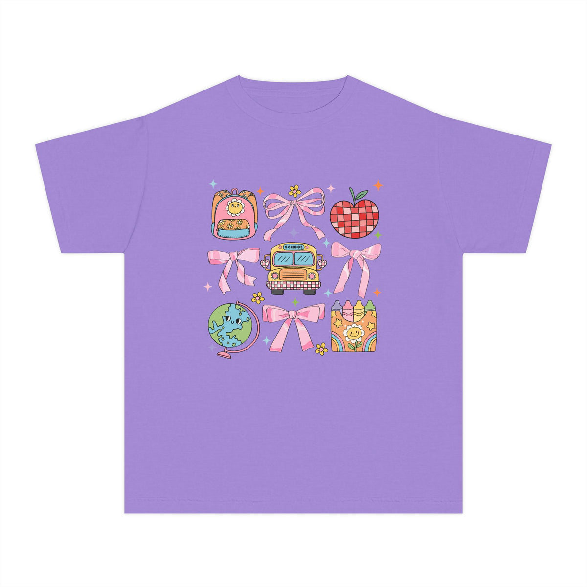 Coquette Back to School Bow Graphic Tee Kids Preppy Cute T-Shirt