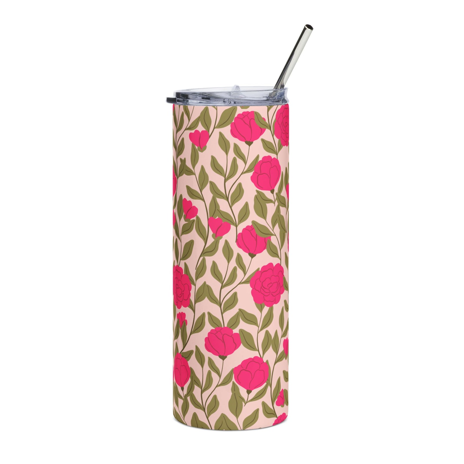 Hot Pink Peony 20oz Stainless Steel Tumbler Insulated Travel Cup