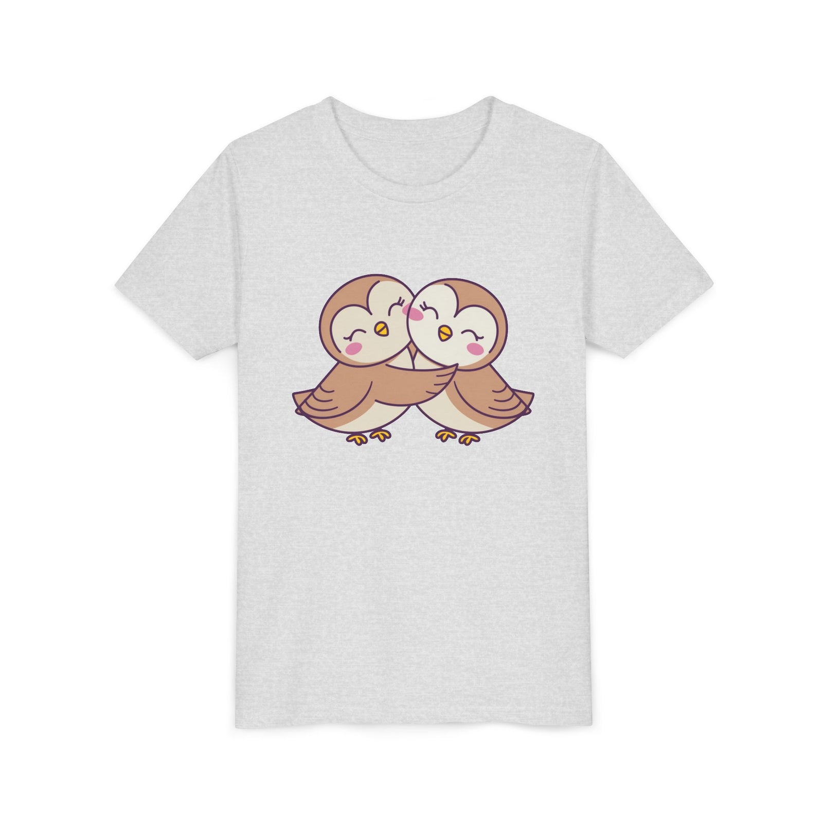 Owl Hug Kids T-Shirt Adorable Cartoon Owl Youth Tee