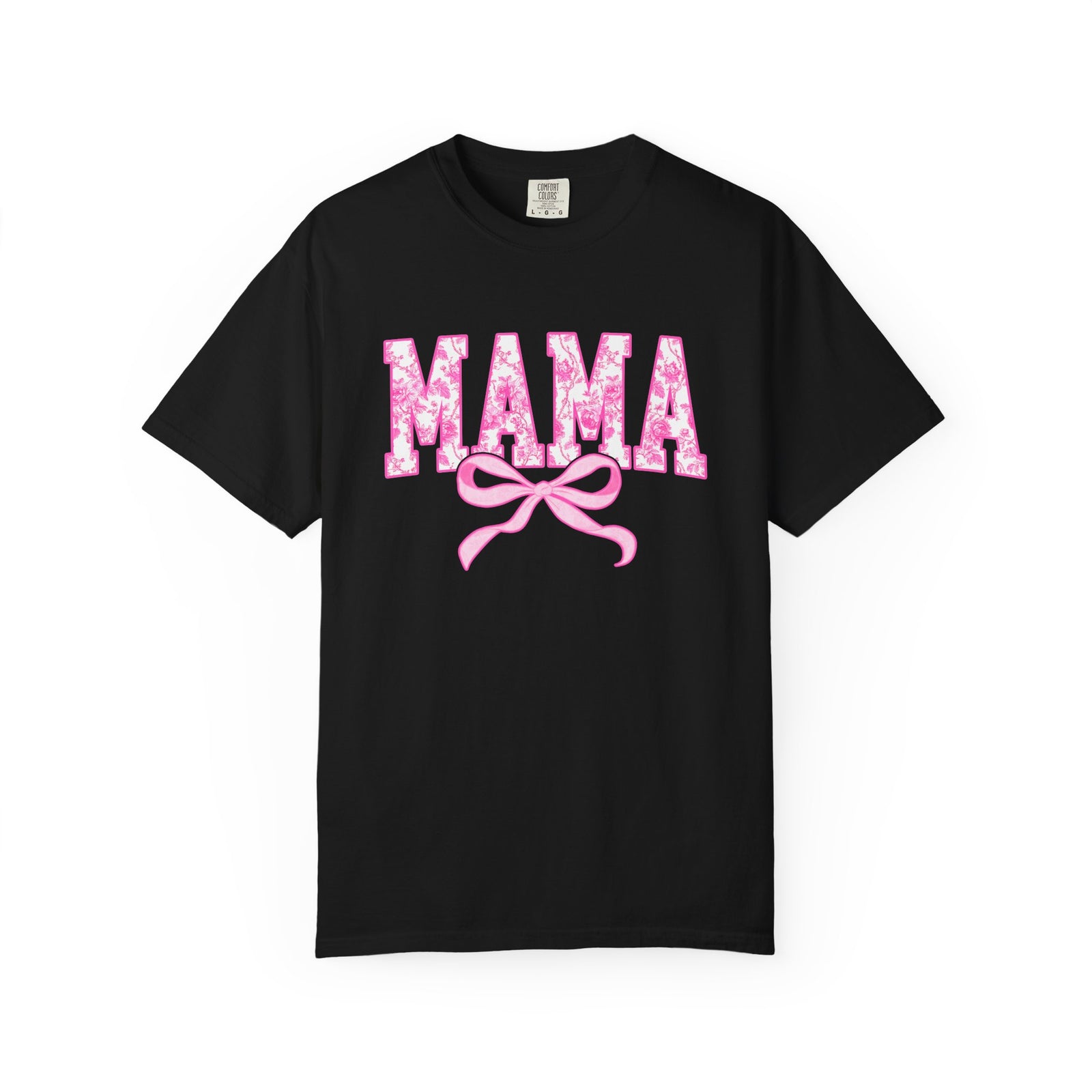 Mama Coquette Pink Toile Bow T-Shirt Cute Mom Graphic Tee