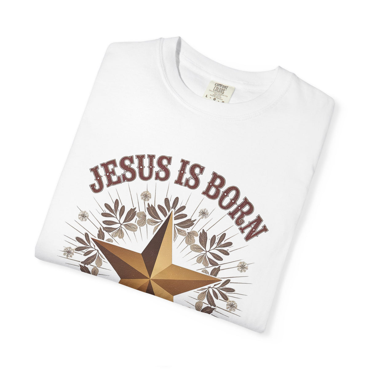 Jesus is Born Y'all Christmas T-Shirt Christian Western Star Graphic Tee