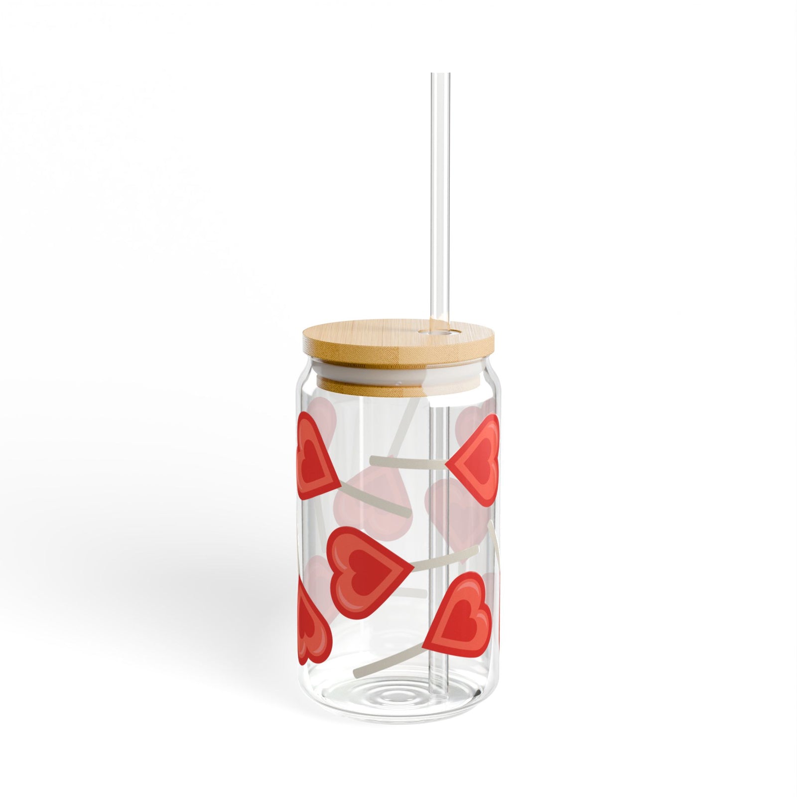 Heart Sucker for You Tumbler Sipper Glass 16oz — Reusable Drink Jar with Lid & Straw - Sydney So Sweet