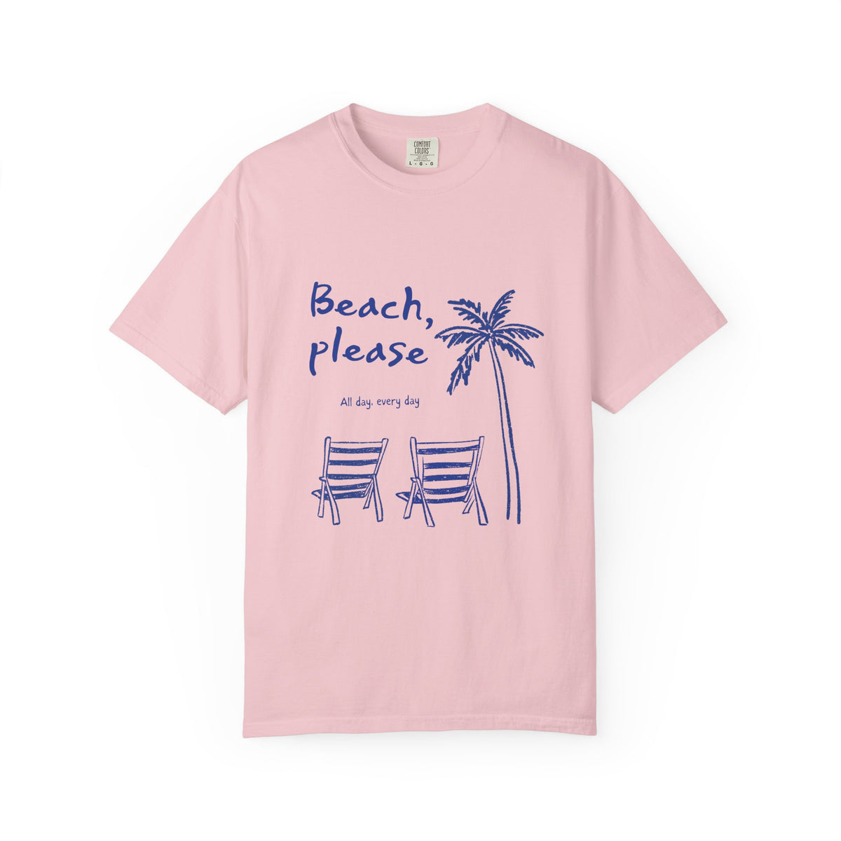 Beach Please T-Shirt Palm Tree & Chairs Women's Summer Graphic Tee