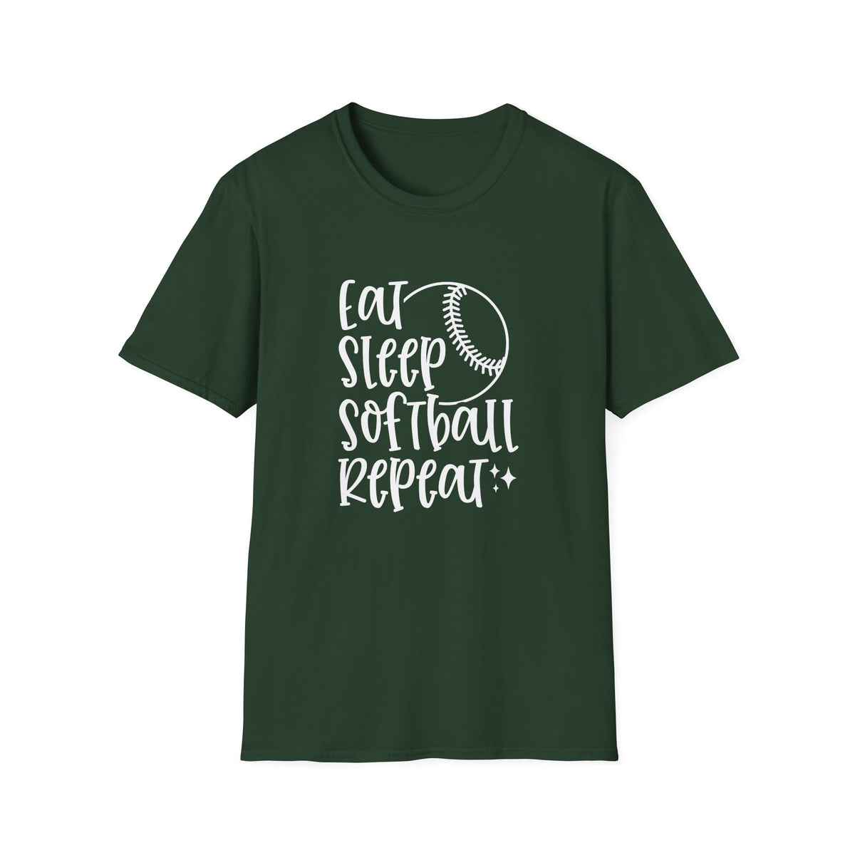 Eat Sleep Softball Repeat Graphic T-Shirt Cute Sports Mom Tee (12 Team Colors)