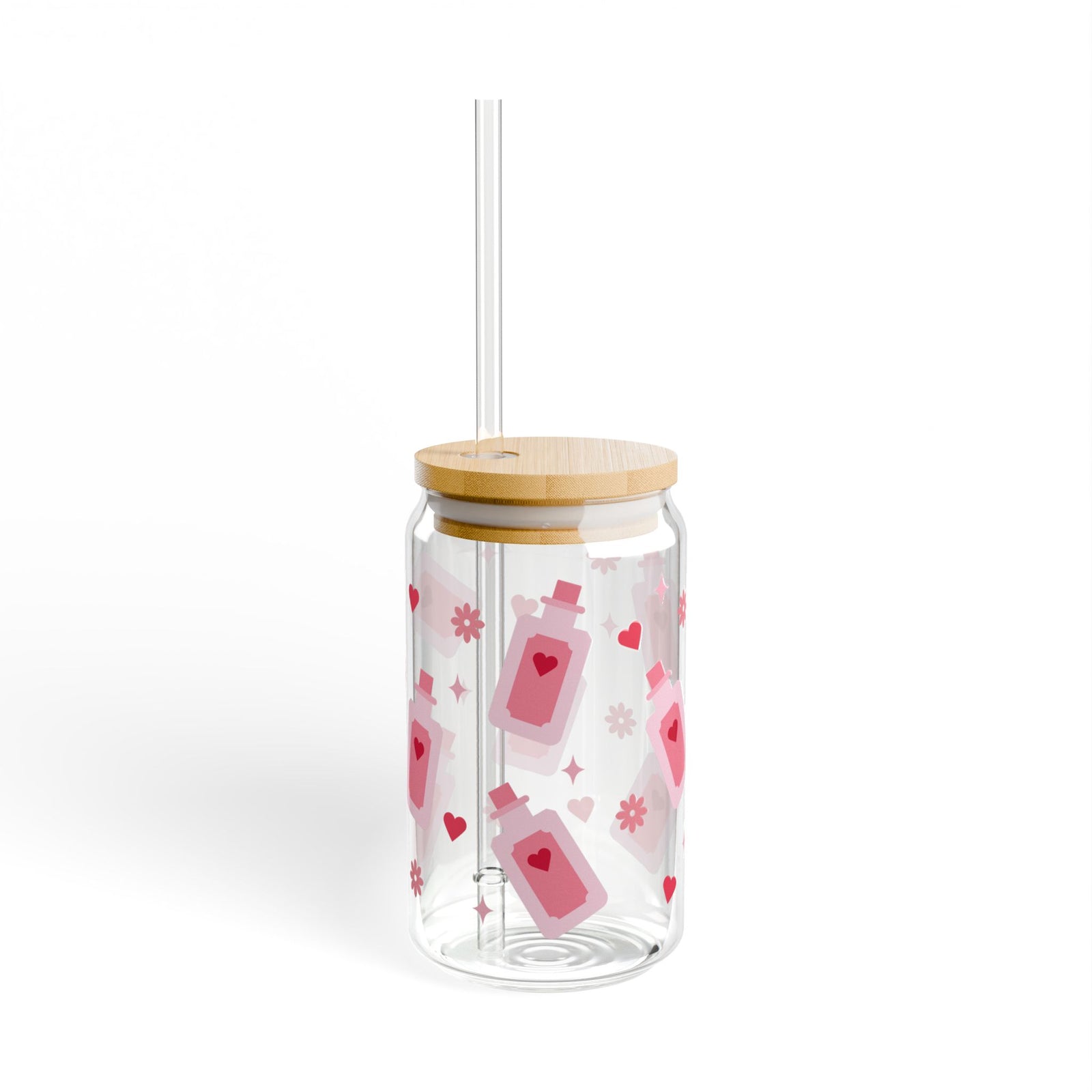 Love Potion Valentine Tumbler Sipper Glass 16oz — Reusable Drink Jar with Lid & Straw - Sydney So Sweet