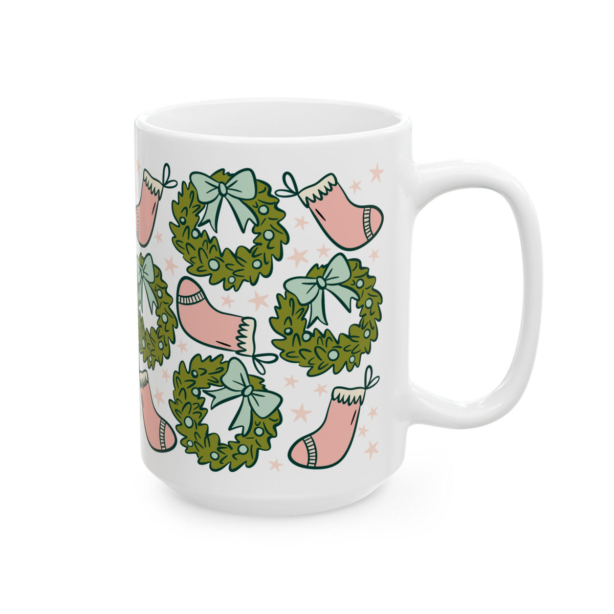 Holly Jolly Christmas Stockings Ceramic Mug Coffee Cup (11oz & 15oz)