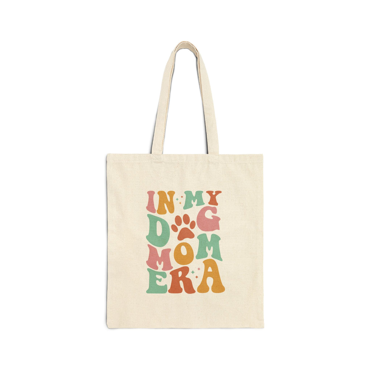 In My Dog Mom Era Retro Paw Print Canvas Tote Bag