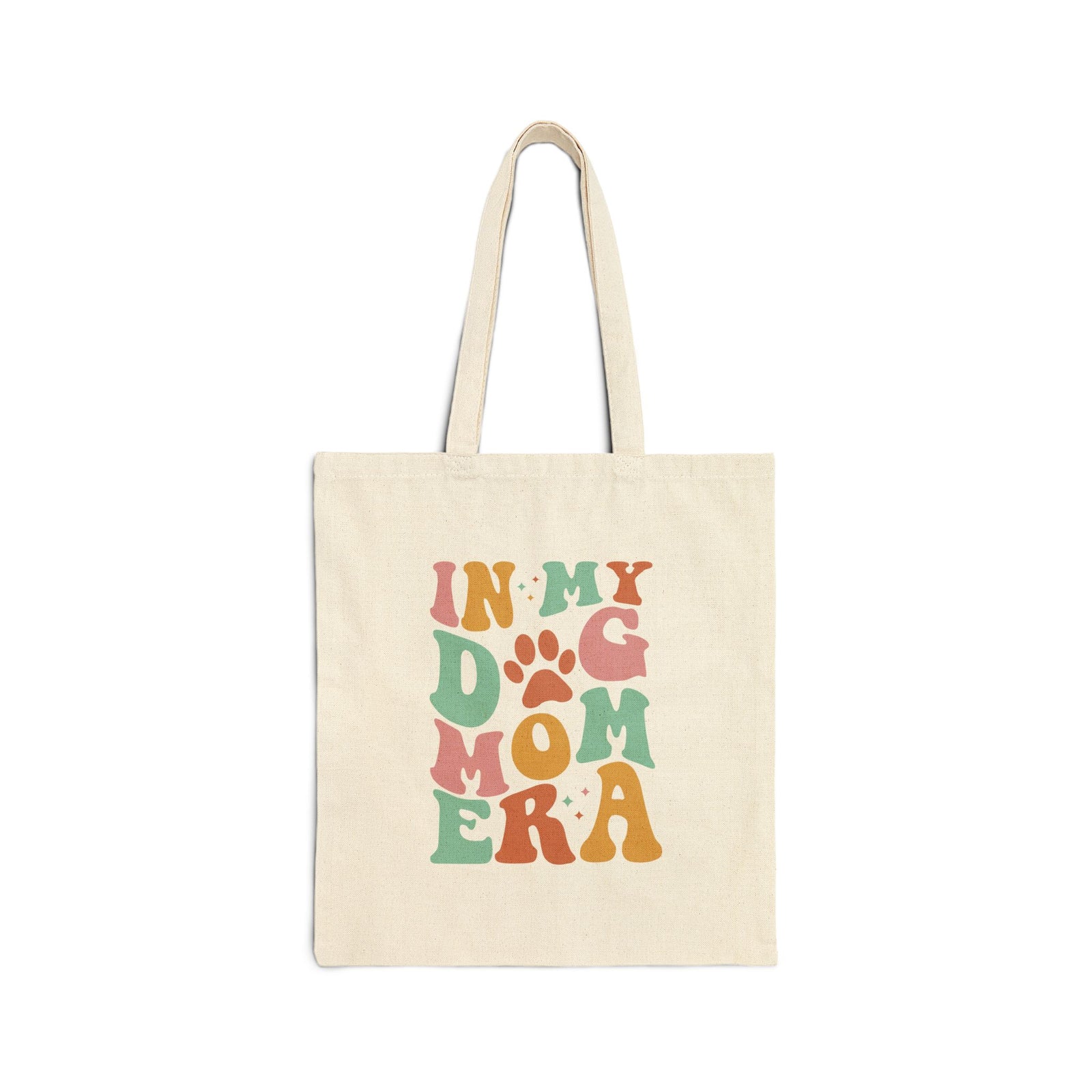 In My Dog Mom Era Retro Paw Print Canvas Tote Bag