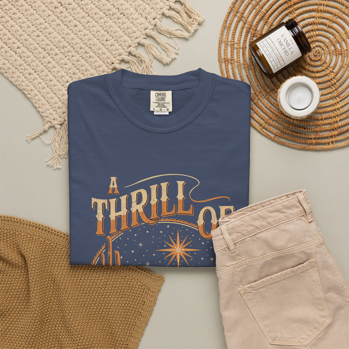 A Thrill of Hope Christmas Eve Distressed T-Shirt Christian Graphic Tee