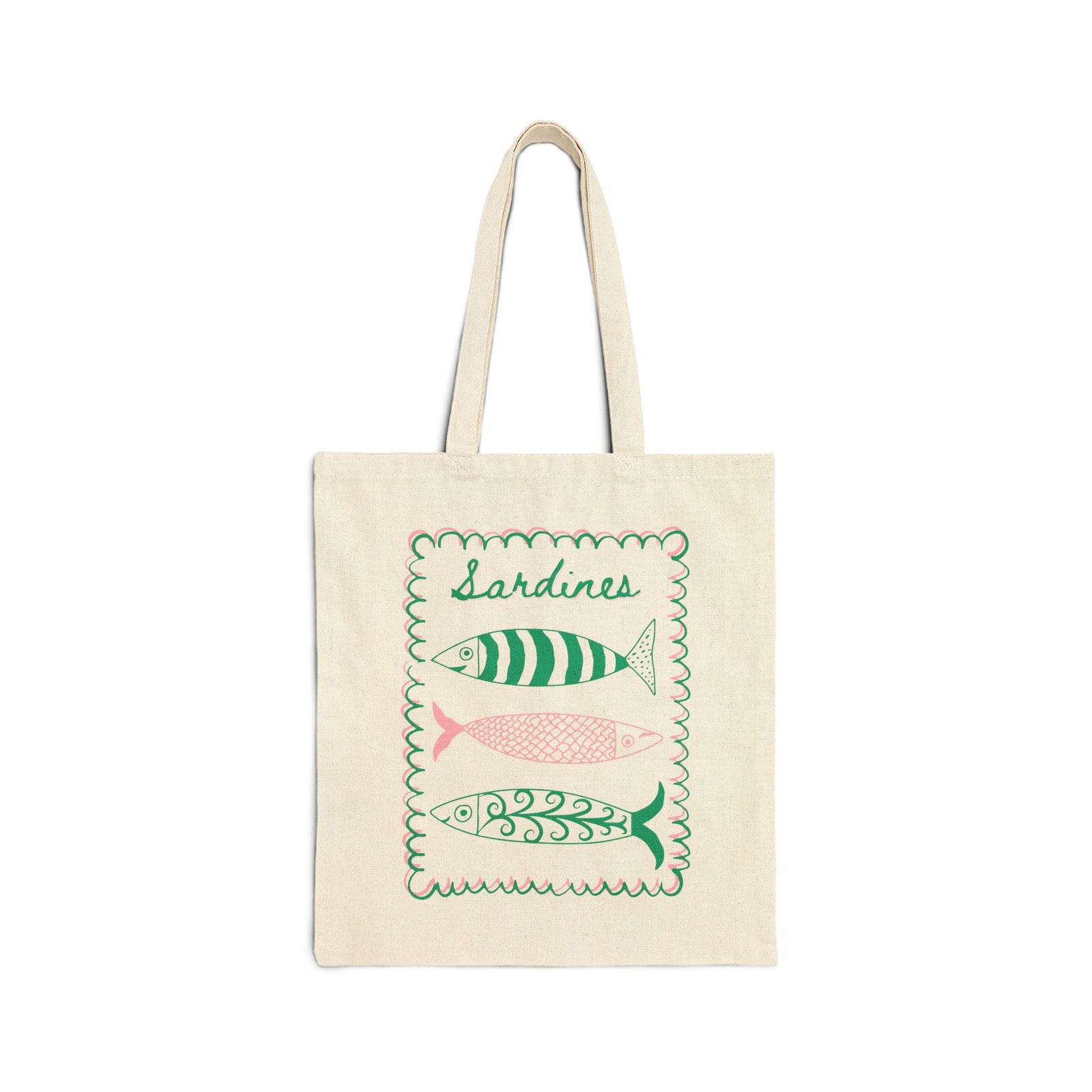 Sardines Cotton Canvas Tote Bag  Nautical Beach Market Shopping Bag