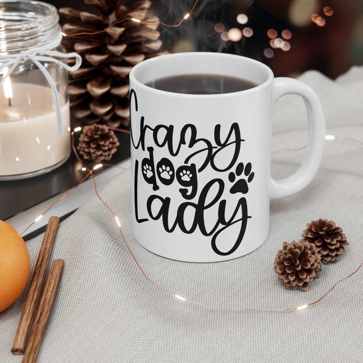 Crazy Dog Lady Paw Print Cute Ceramic Mug Coffee Cup (11oz & 15oz)