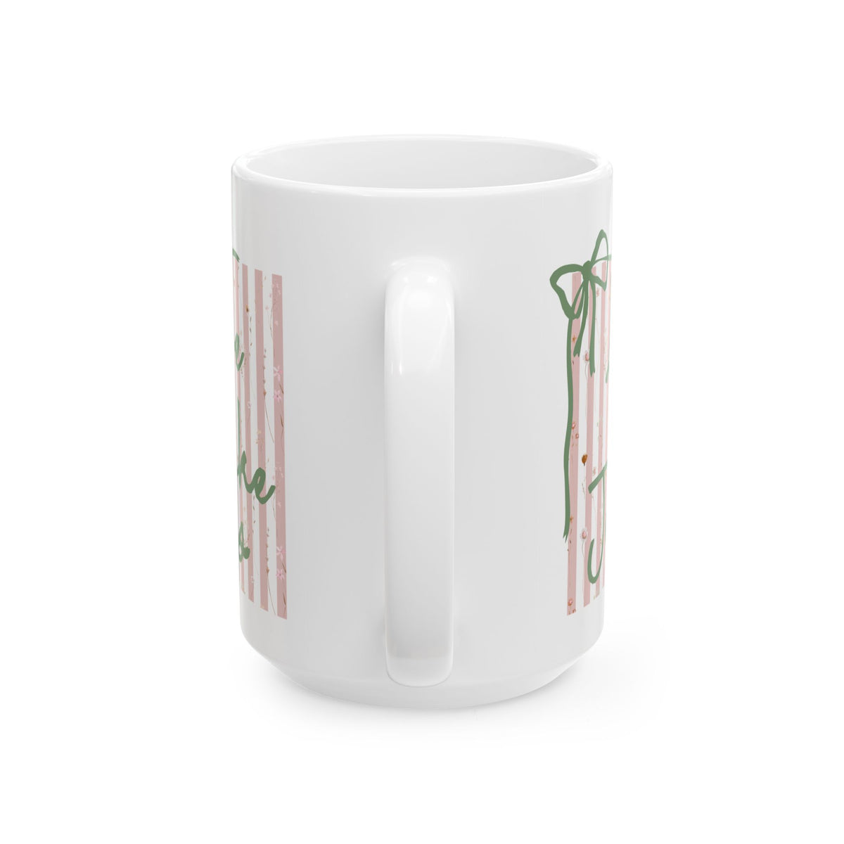 Love Like Jesus Pink Stripe Inspirational Ceramic Mug Coffee Cup (11oz & 15oz)