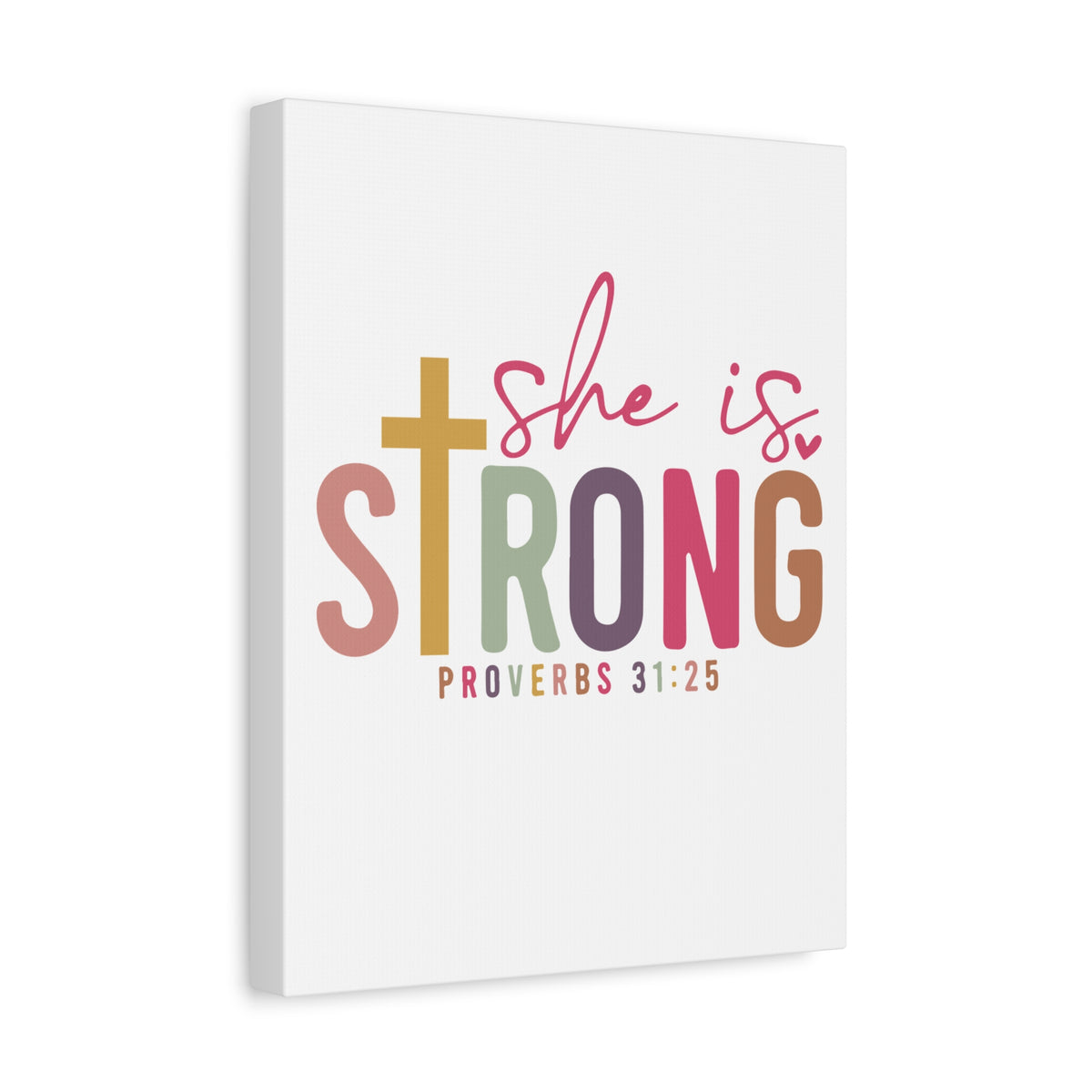 She Is Strong Canvas Wall Art Proverbs 31:25 Inspirational Christian Canvas