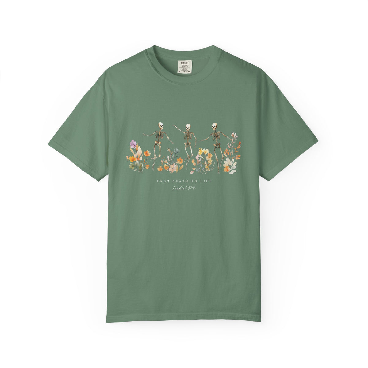 Floral Skeletons From Death to Life T-Shirt Halloween Christian Graphic Tee