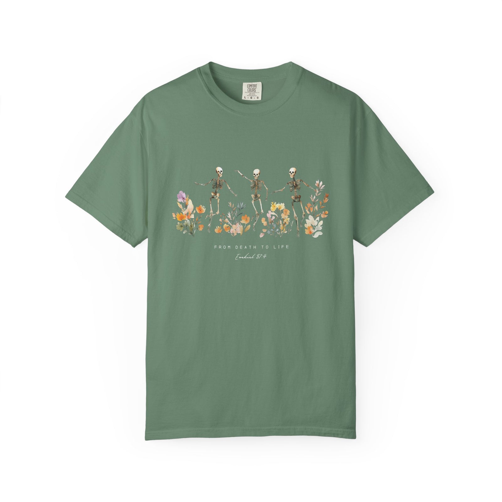 Floral Skeletons From Death to Life T-Shirt Halloween Christian Graphic Tee