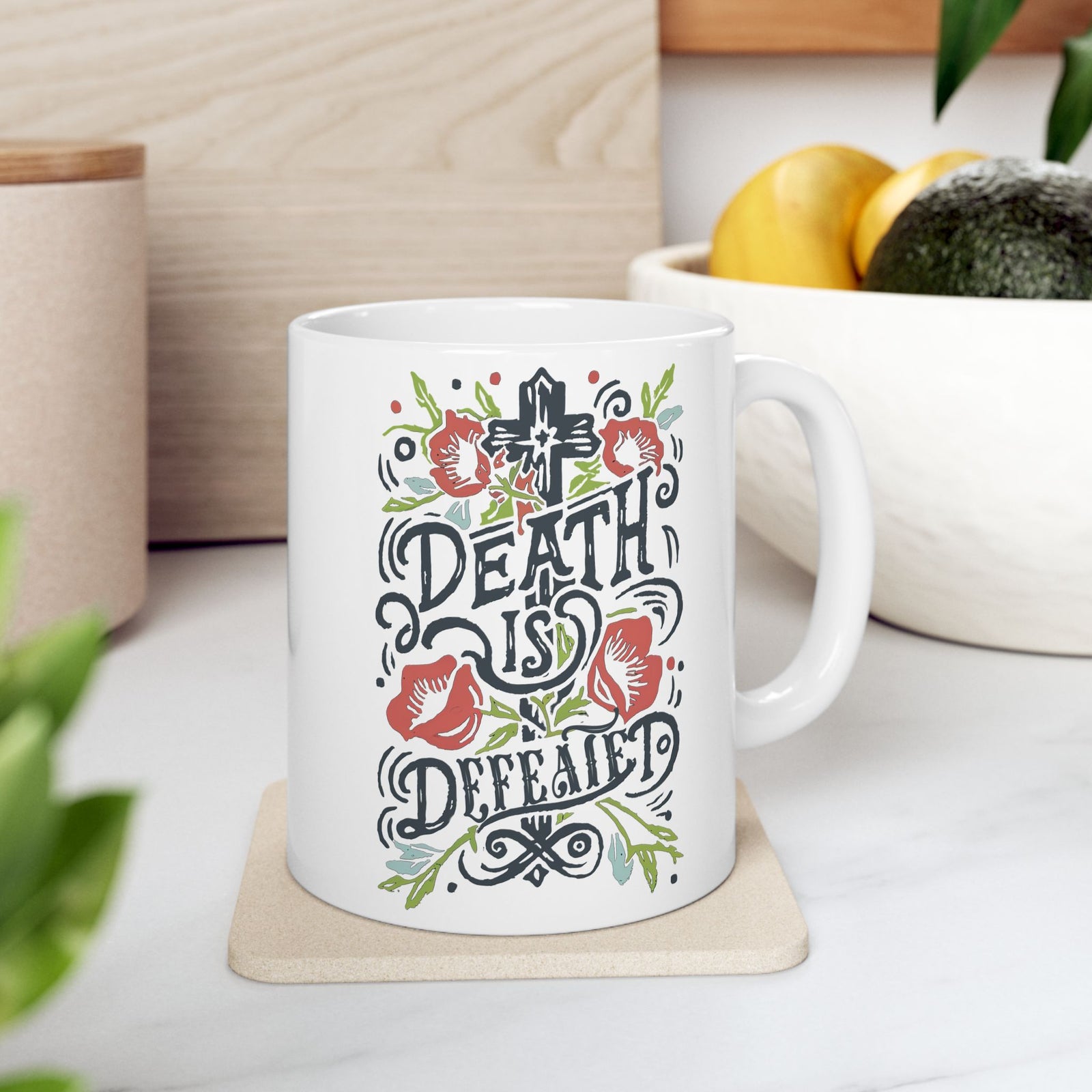 Death is Defeated Easter Christian Ceramic Mug Coffee Cup (11oz & 15oz)