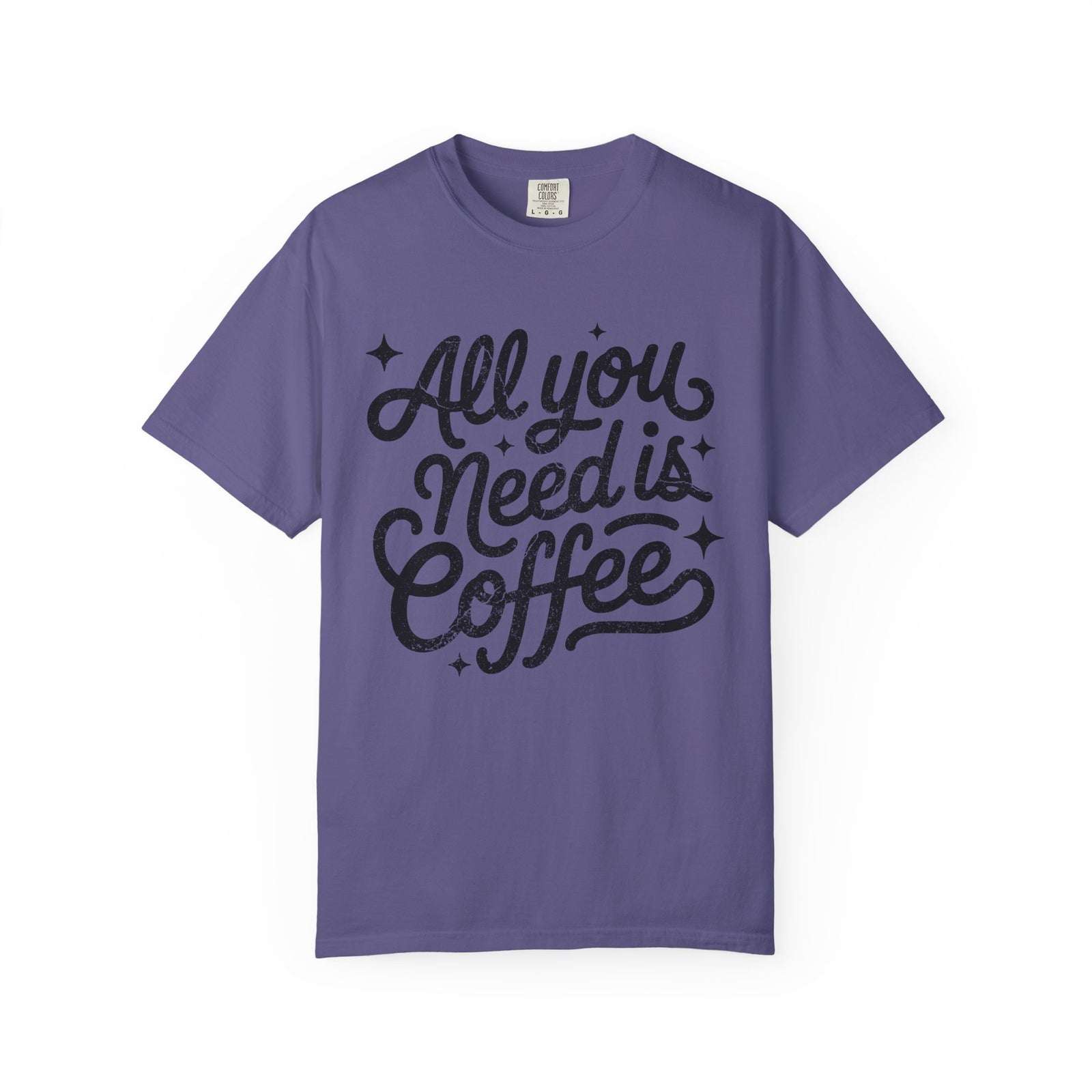 All You Need Is Coffee T-Shirt Retro Script Coffee Lover Distressed Graphic Tee