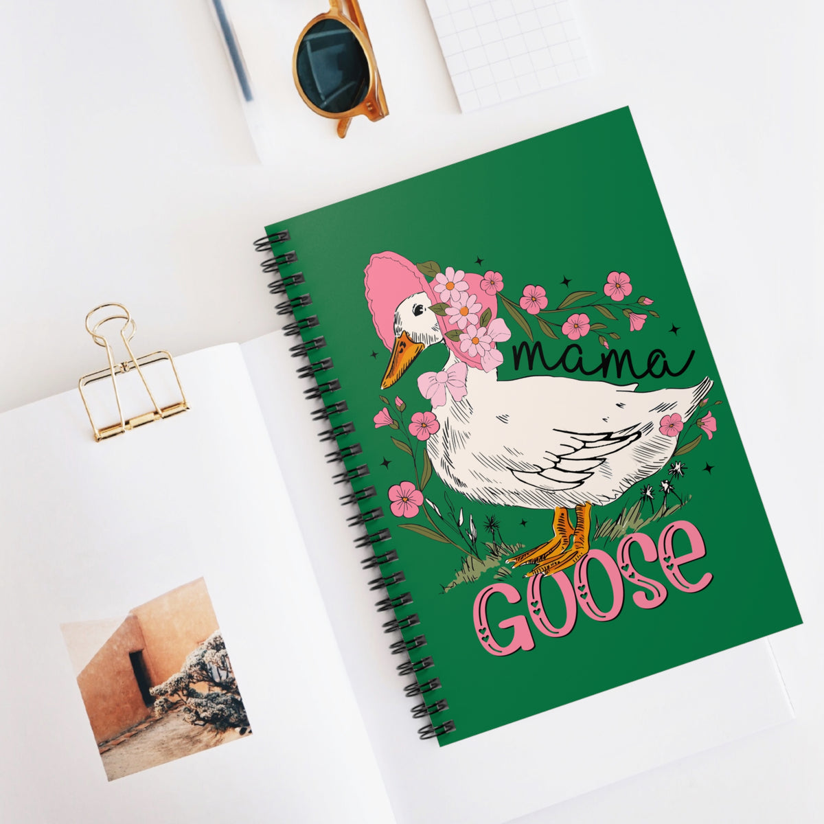 Mama Goose Spiral Ruled Notebook Cute Floral Journal for Moms