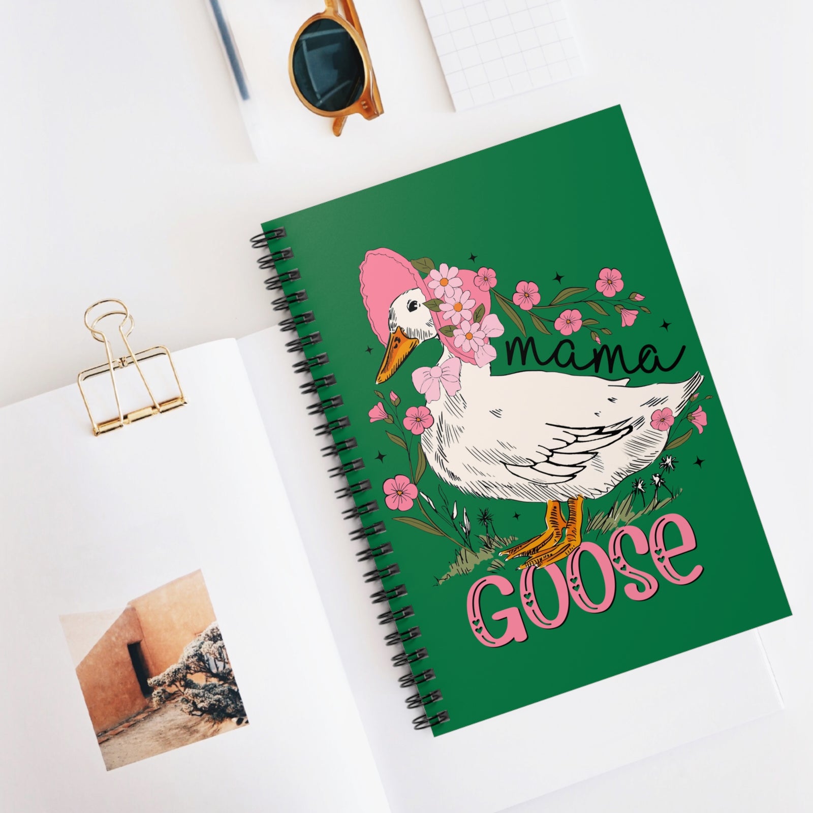 Mama Goose Spiral Ruled Notebook Cute Floral Journal for Moms