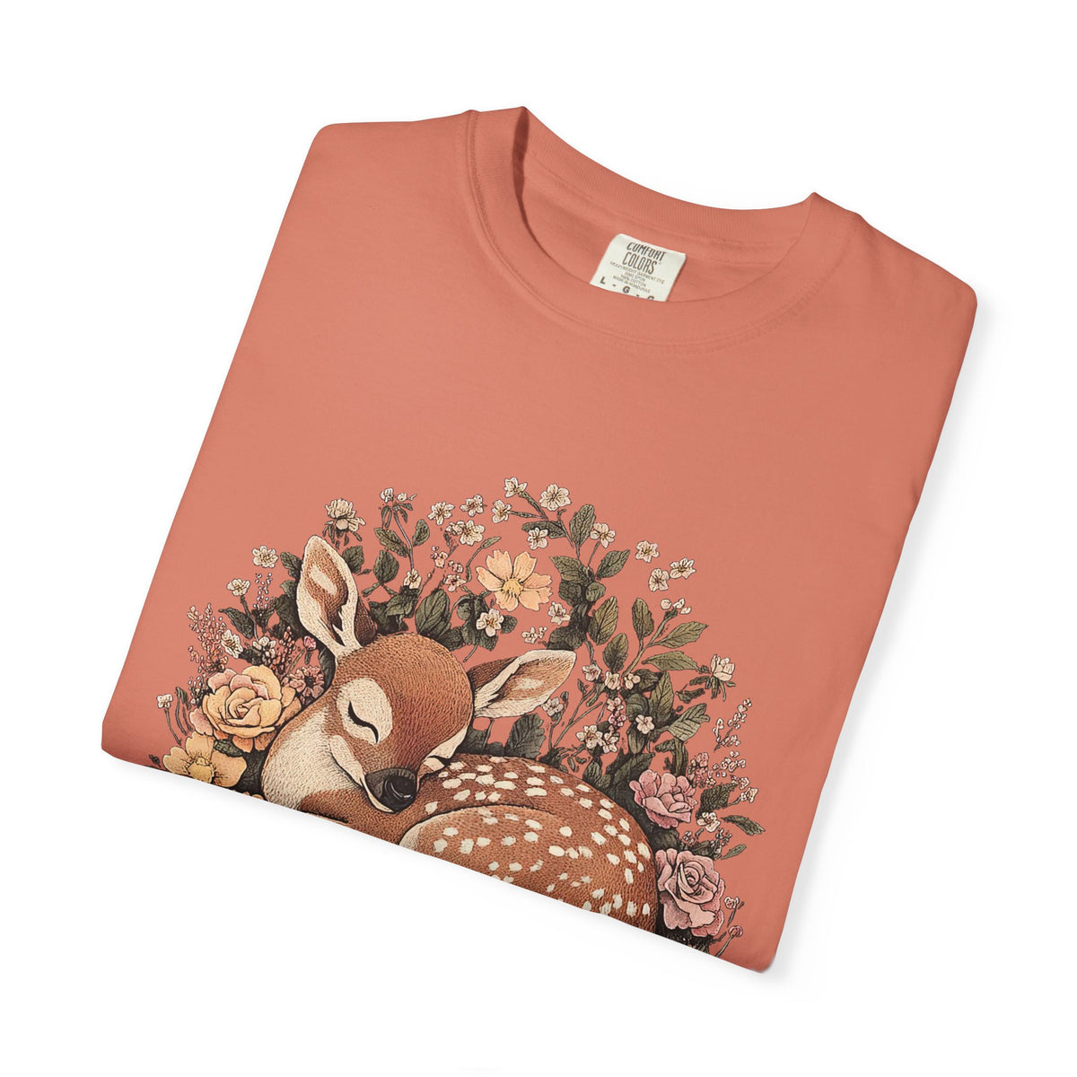 Sleeping Fawn Floral T-Shirt Psalm 23 Inspirational Christian Tee