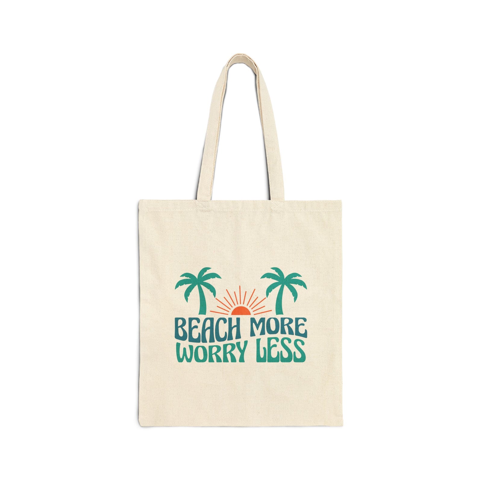 Beach More Worry Less Cotton Canvas Tote Bag