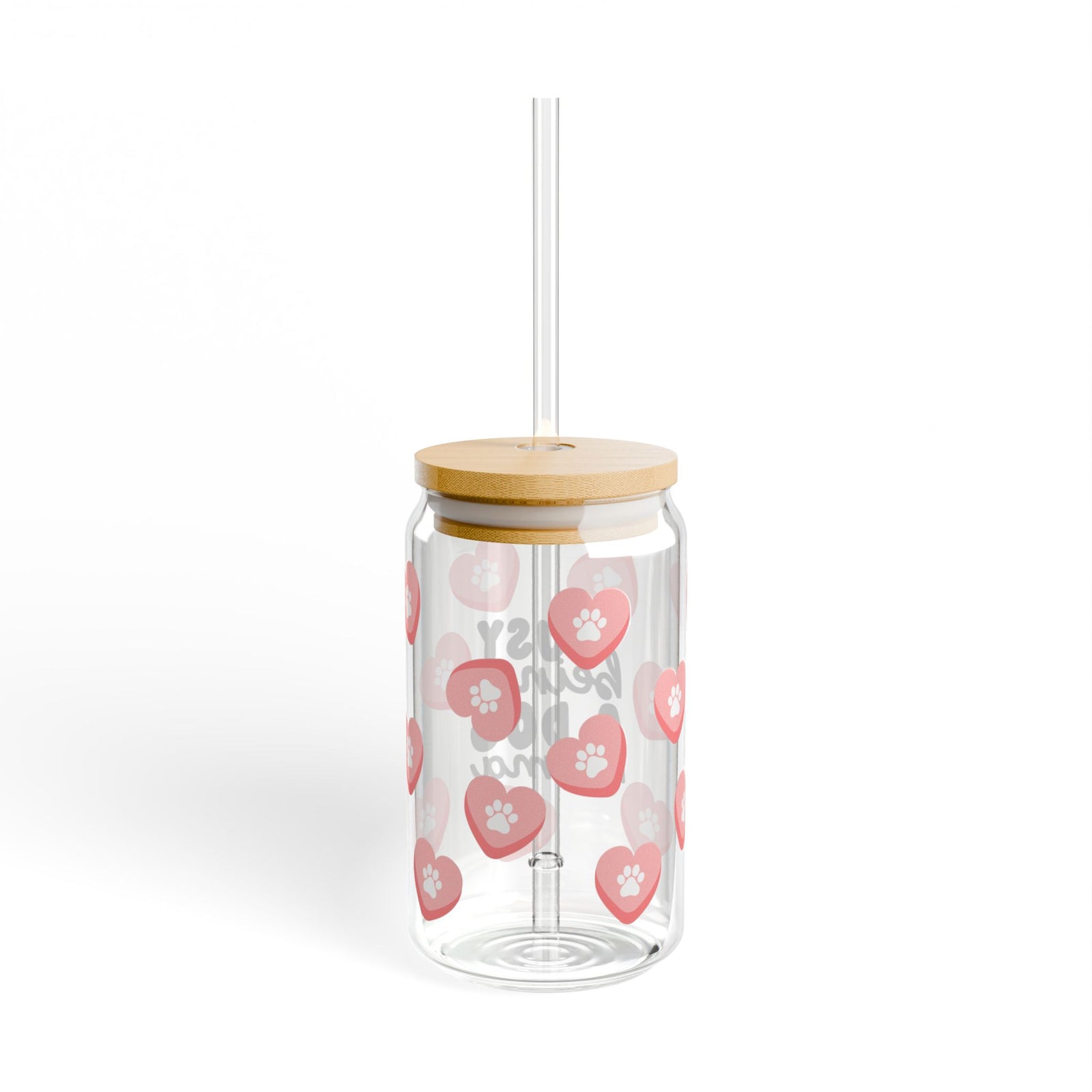 Busy Being a Dog Mama Tumbler Sipper Glass 16oz — Reusable Drink Jar with Lid & Straw - Sydney So Sweet