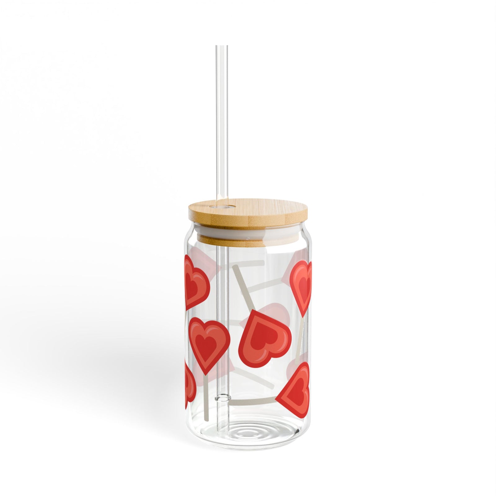 Heart Sucker for You Tumbler Sipper Glass 16oz — Reusable Drink Jar with Lid & Straw - Sydney So Sweet