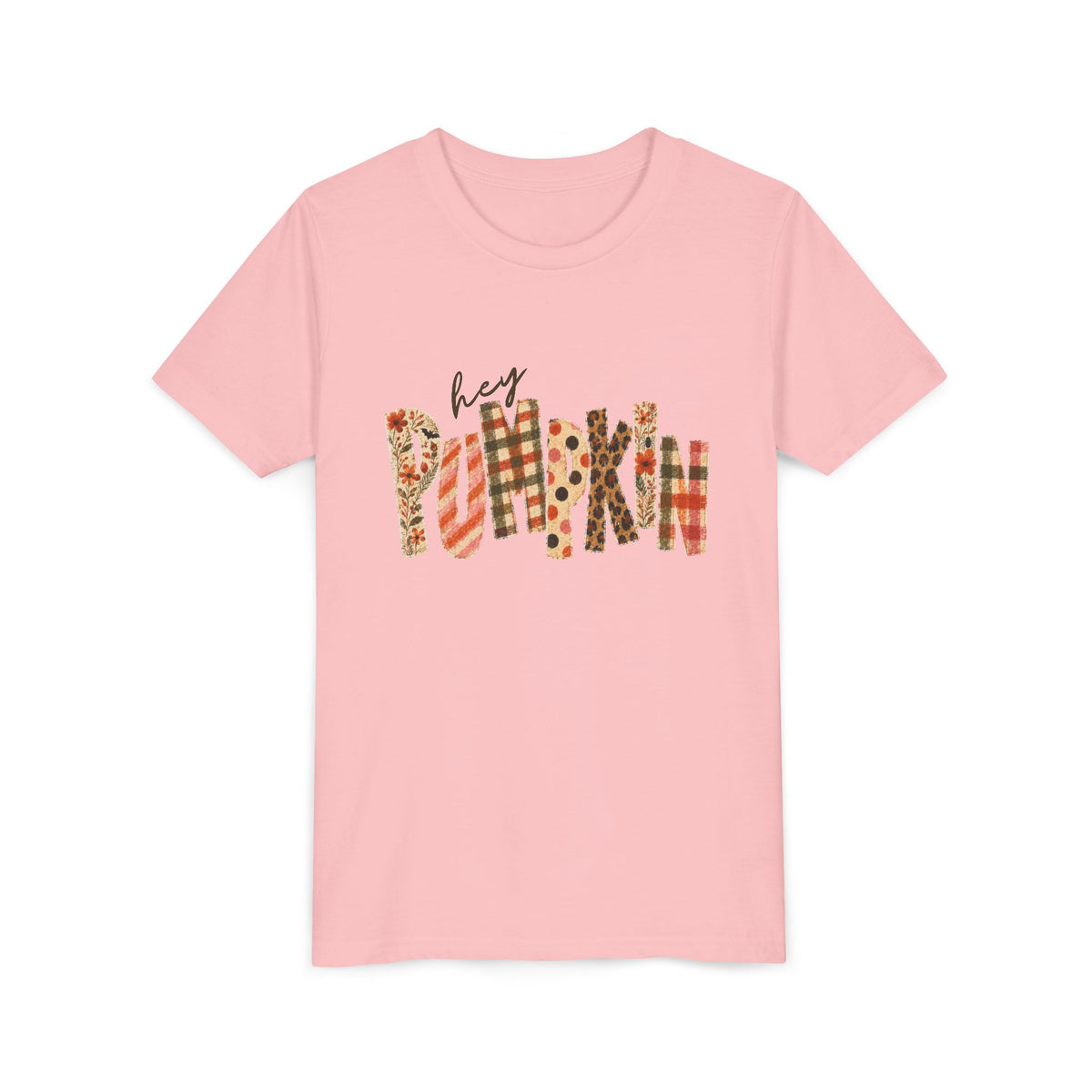 Hey Pumpkin T-Shirt Fall Plaid & Floral Pumpkin Kids Graphic Tee