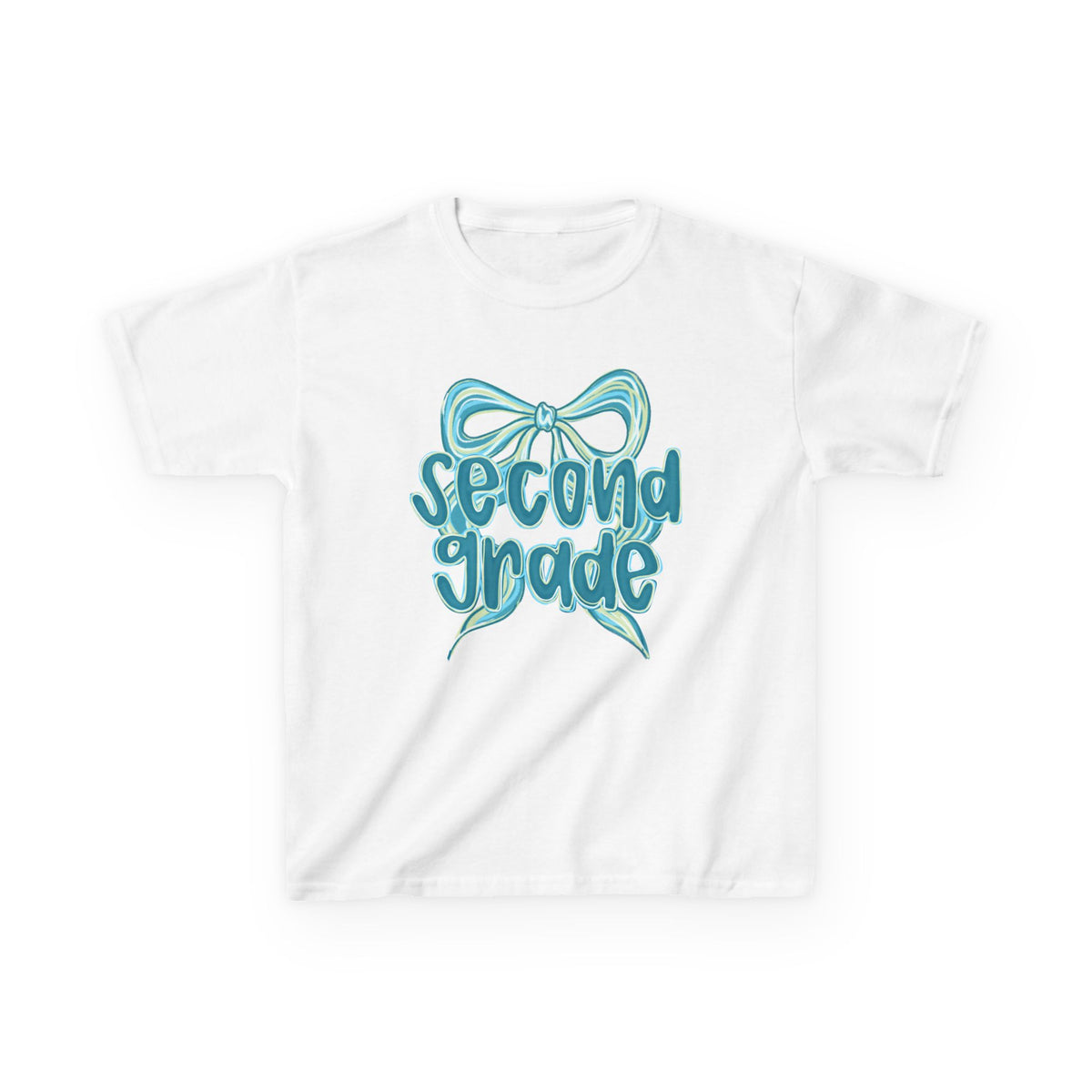 Second Grade Kids Tee Cute Blue Coquette Bow Back to School 2nd Grade T-Shirt