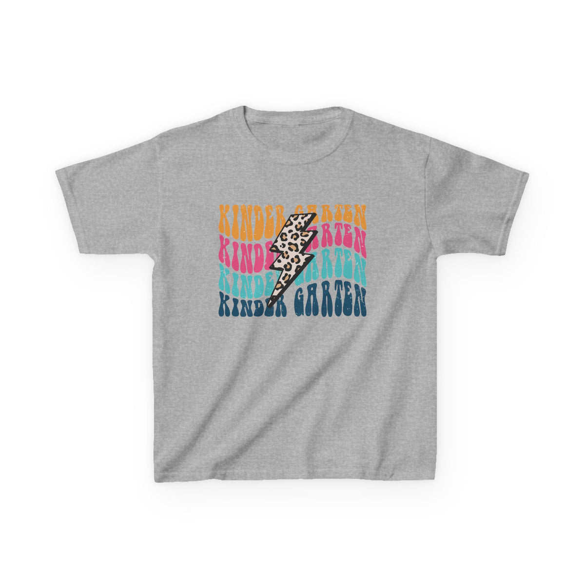 Kindergarten Grade Leopard Lightning Graphic Tee Back-to-School Kids T-Shirt