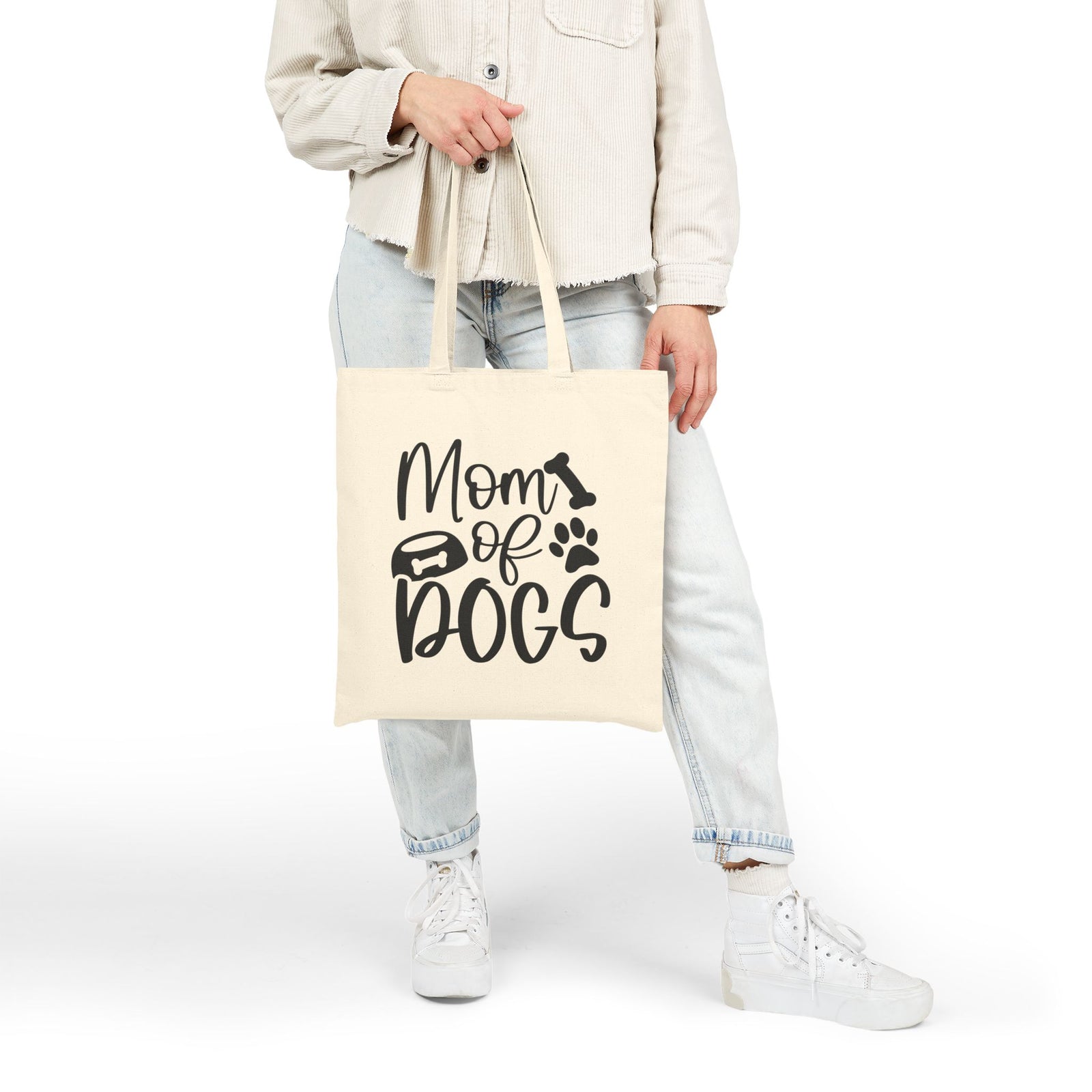 Mom of Dogs Cotton Canvas Tote Bag Dog Mom Paw & Bone Reusable Shopper