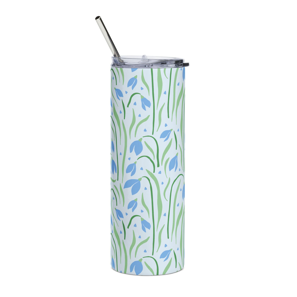 Blue Snowdrop Floral 20oz Stainless Steel Tumbler Insulated Travel Cup