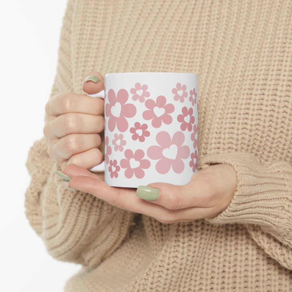 Bouquet of Love Mug — Pink Retro Floral Coffee Cup (11oz, 15oz)