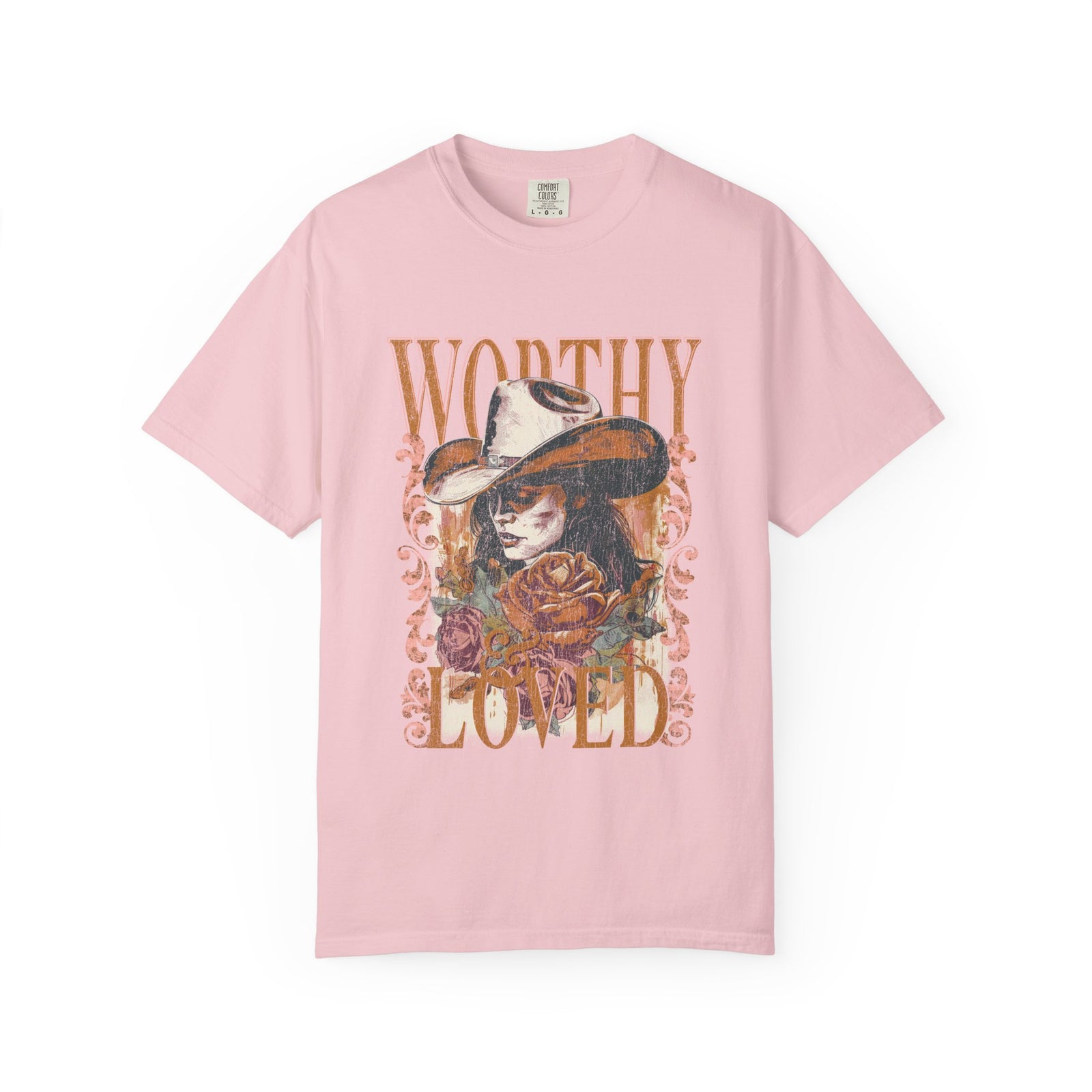 Worthy & Loved Graphic Tee Vintage Cowgirl Floral Distressed T-Shirt