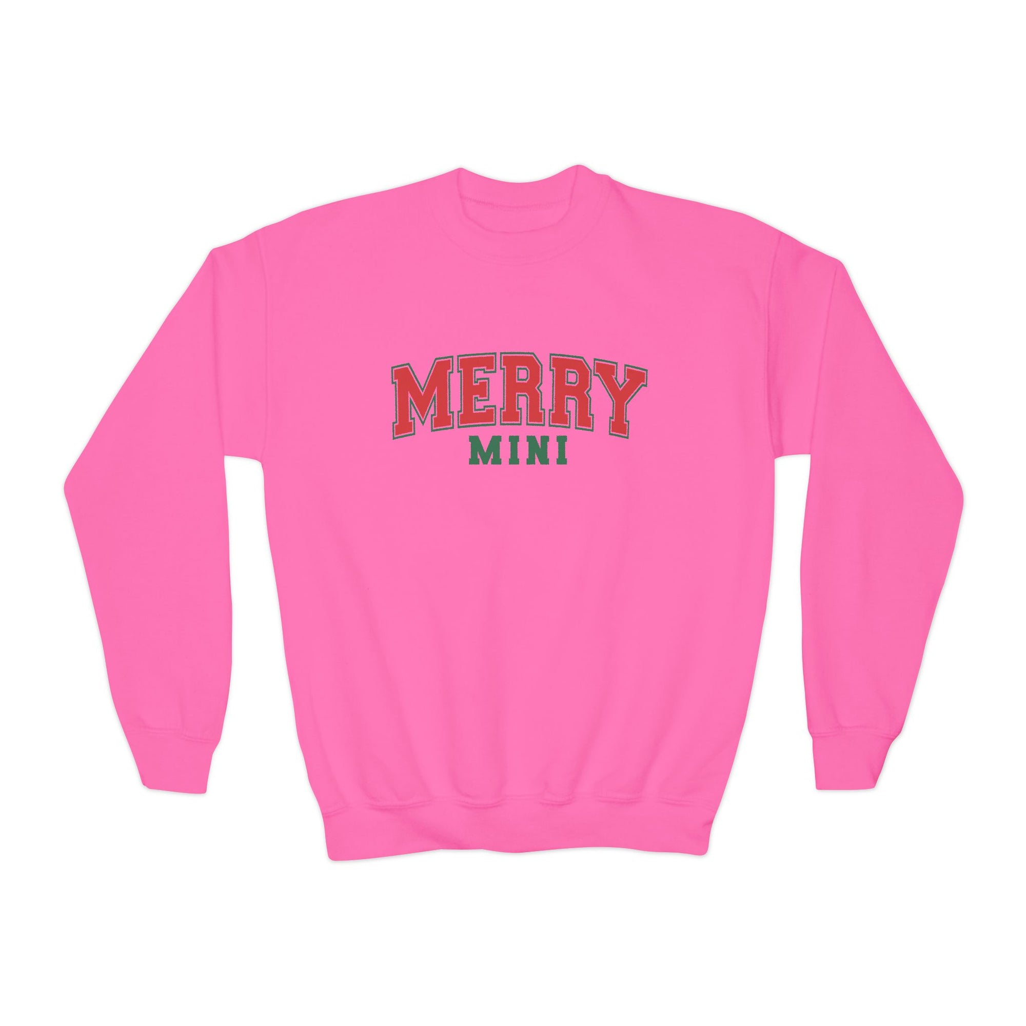 Merry Mini Heavy Blend Kids' Crewneck Graphic Christmas Holiday Sweatshirt - Sydney So Sweet
