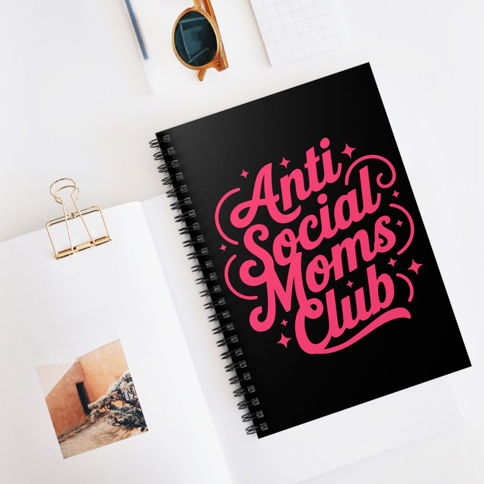 Anti Social Moms Club Spiral Notebook Ruled Journal for Introverted Moms