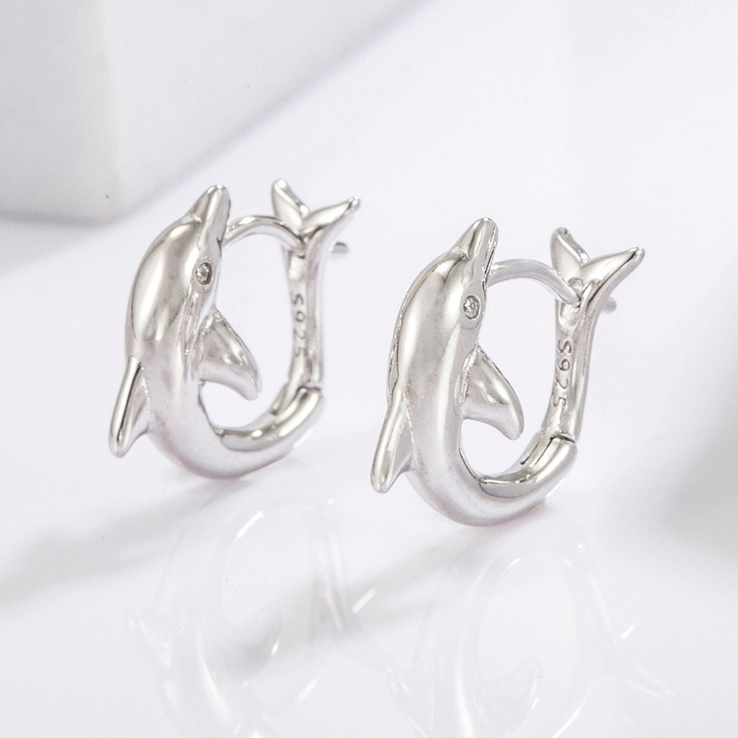 925 Sterling Silver Zircon Dolphin Earrings - Sydney So Sweet