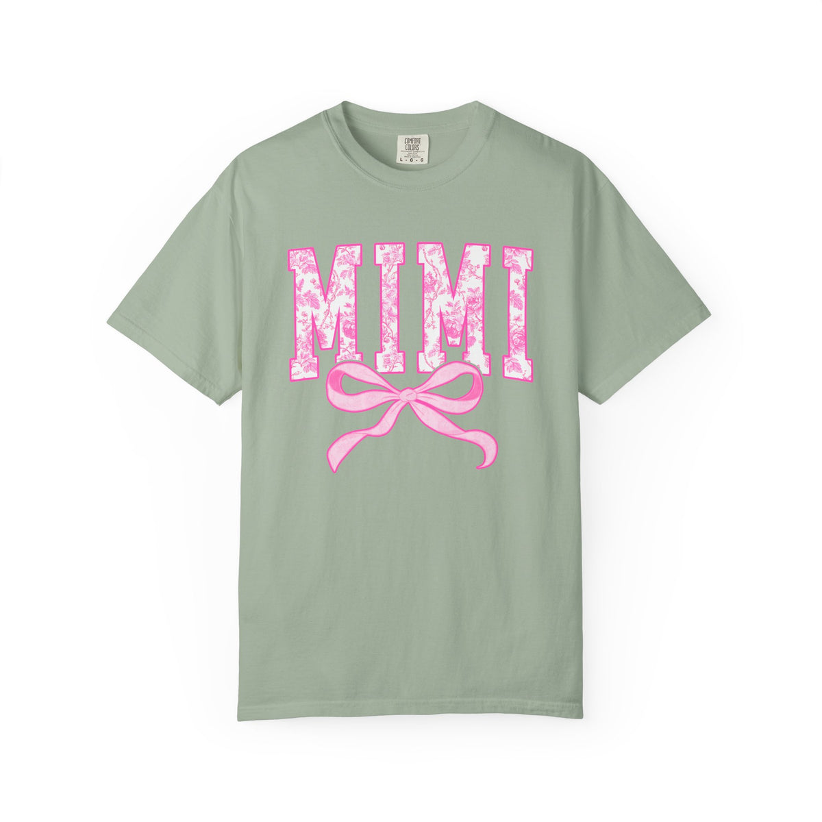 Mimi Coquette Pink Toile Bow T-Shirt Cute Grandmother Graphic Tee