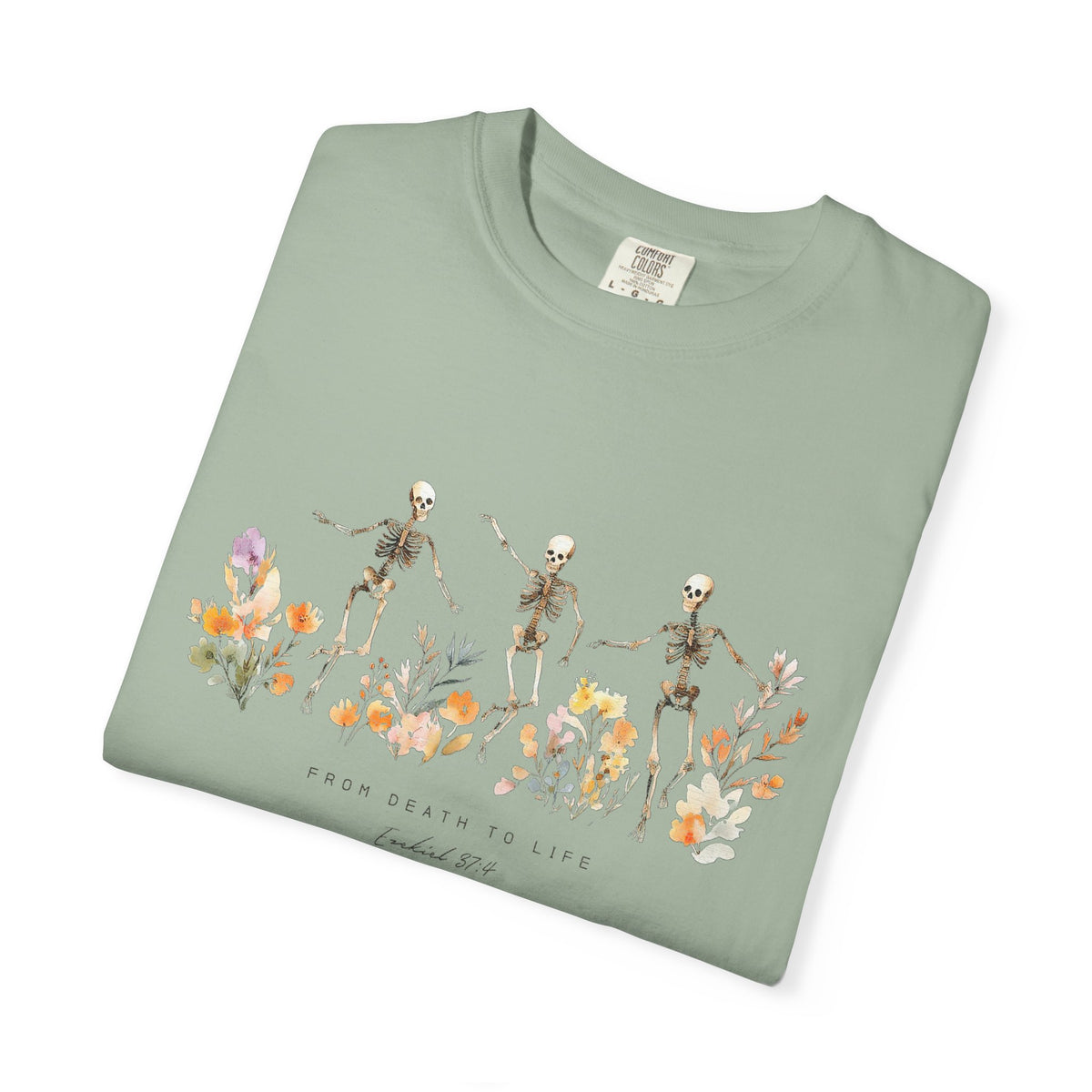 Floral Skeletons From Death to Life T-Shirt Halloween Christian Graphic Tee