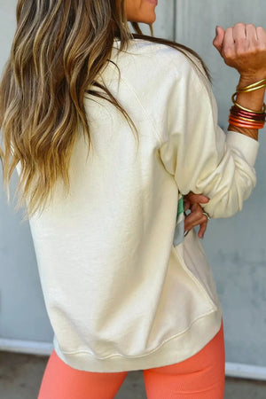 Contrast Round Neck Long Sleeve Sweatshirt - Sydney So Sweet