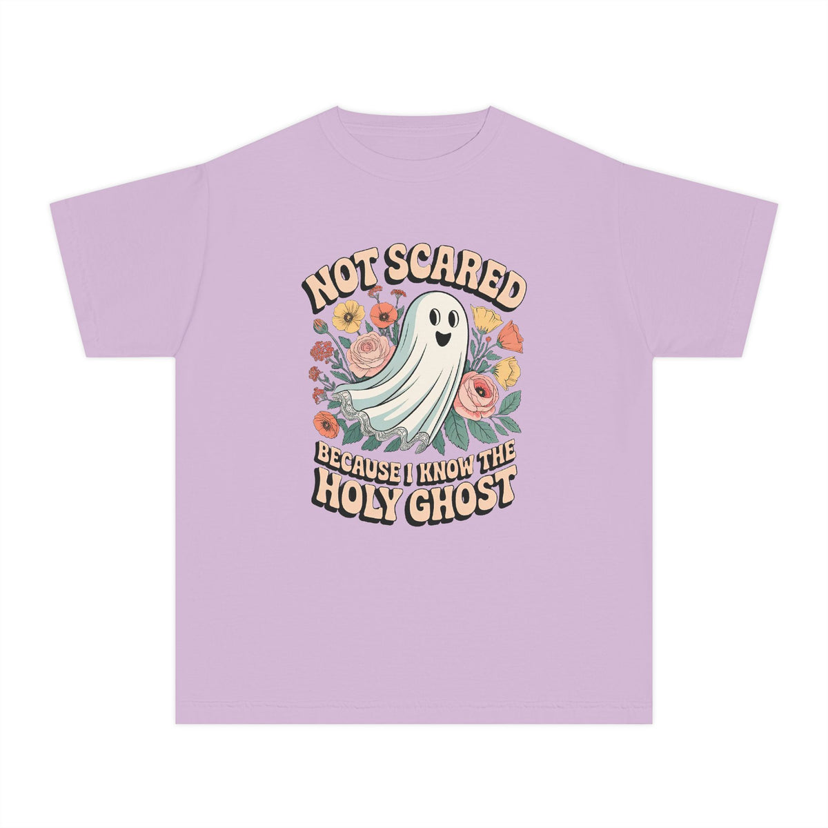 Not Scared Holy Ghost T-Shirt Christian Halloween Kids Graphic Tee