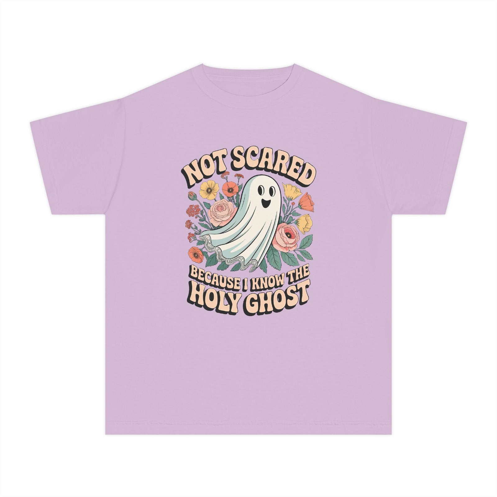 Not Scared Holy Ghost T-Shirt Christian Halloween Kids Graphic Tee