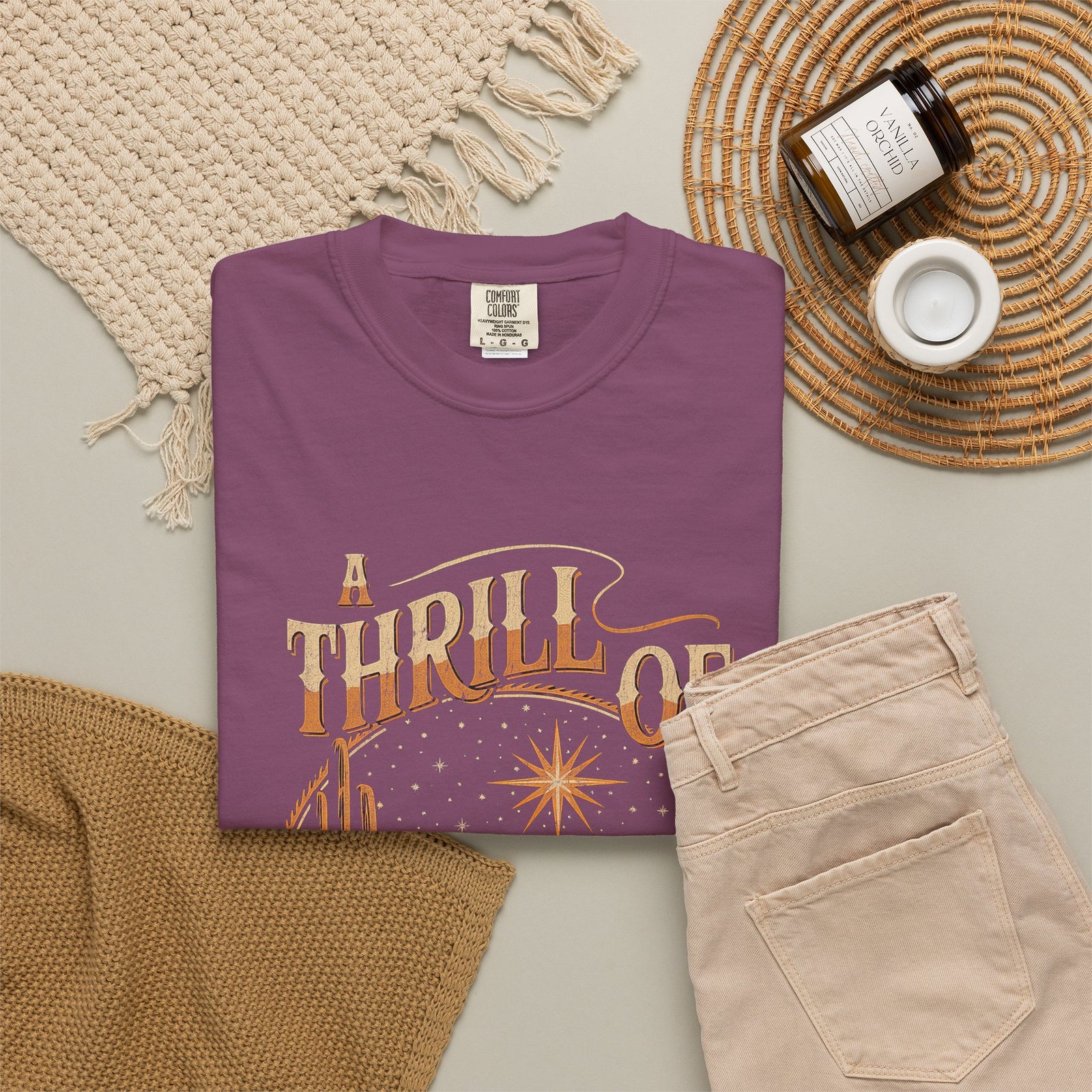 A Thrill of Hope Christmas Eve Distressed T-Shirt Christian Graphic Tee