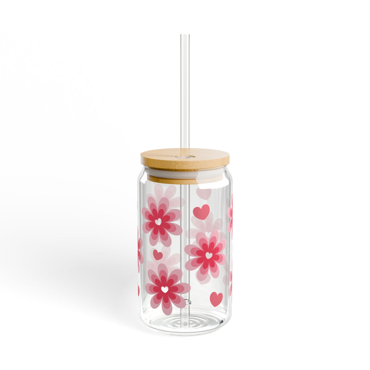 Love Bloom Tumbler Sipper Glass 16oz — Reusable Drink Jar with Lid & Straw - Sydney So Sweet