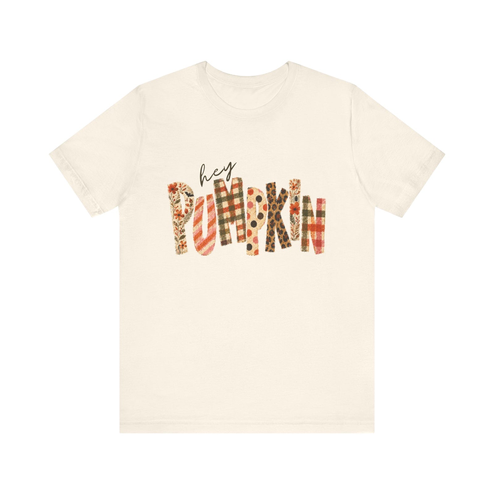 Hey Pumpkin T-Shirt Fall Plaid & Floral Pumpkin Graphic Tee